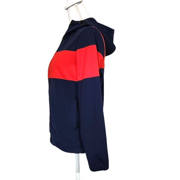 Banana Republic Soft Shell Jacket w/ Hood Pockets Blue Red Womens Size XXS - Picture 6 of 11
